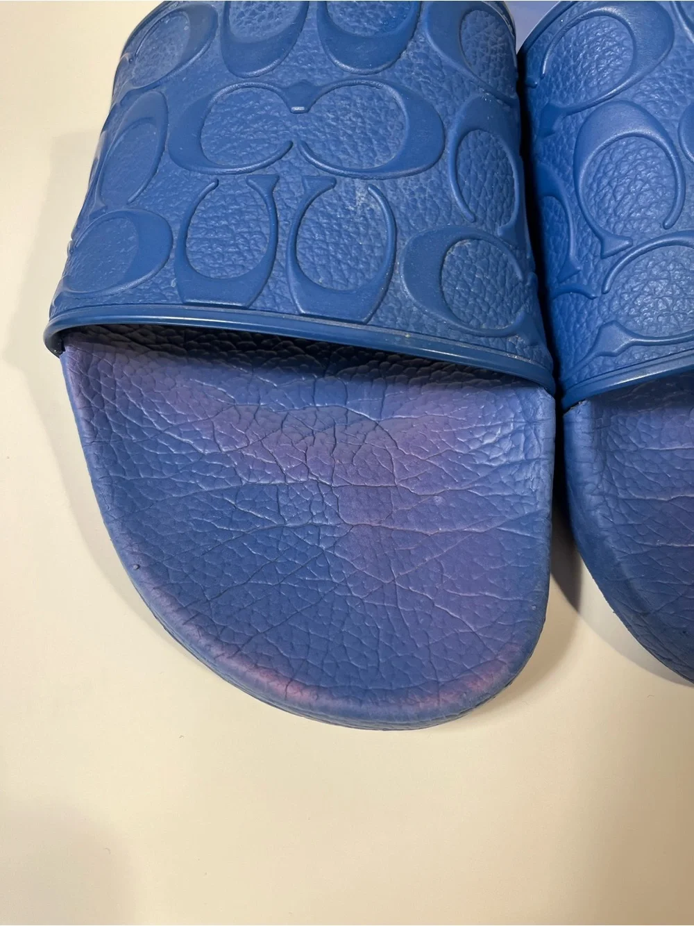 Coach Blue Signature Pool Slides C7092 Monogram Rubber Strap Men’s 12D